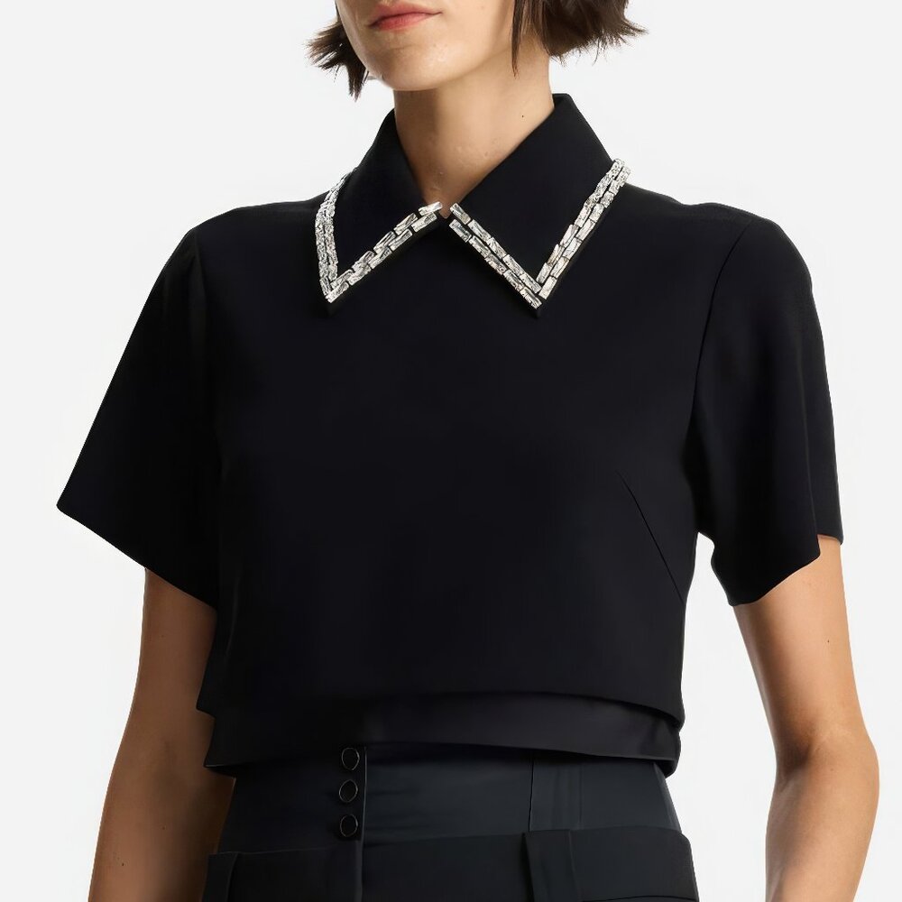 LIKE NEW A.L.C. Lark Jewel-Embellished Crop Top, size 0, LIKE NEW!